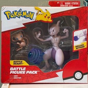 Mewtwo and Mew Pokémon battle figures